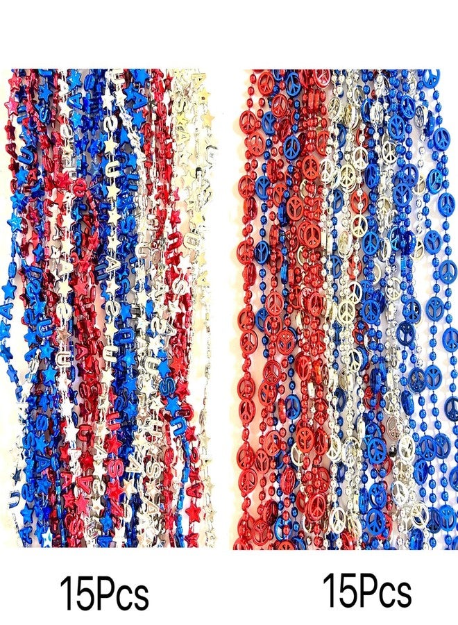 GZYSSL 102 Pcs 4th of July Beads Necklaces Independence Day Red Blue Silver Bead Necklaces Party Favors Fourth of July Patriotic Parade Beads Party Celebration Favors Decorations - Image 4